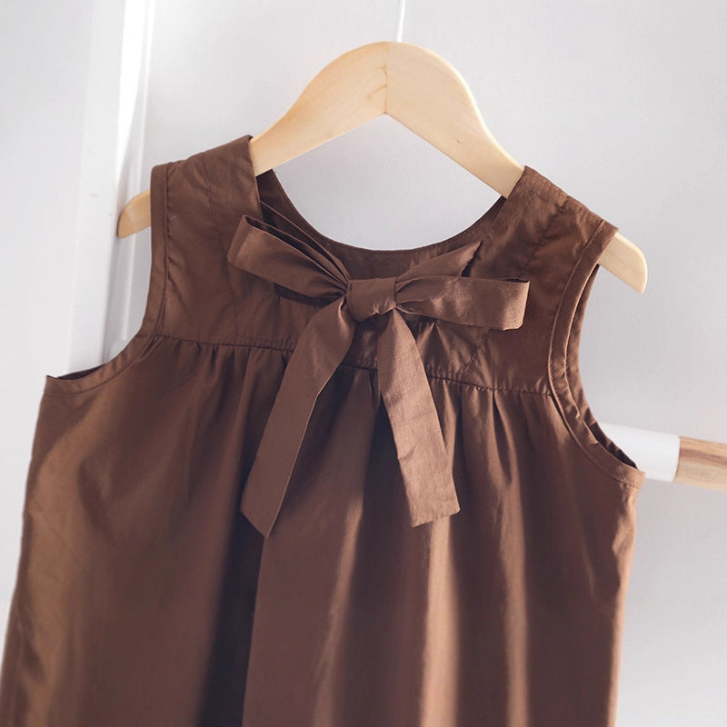 Girls' Fashion Suit Foreign Style New Kids Girls Summer Clothes Kids Summer Clothes Sleeveless Two-Piece Trend