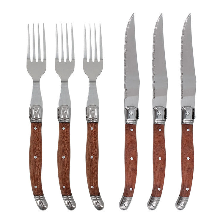 Stainless steel steak knife and fork