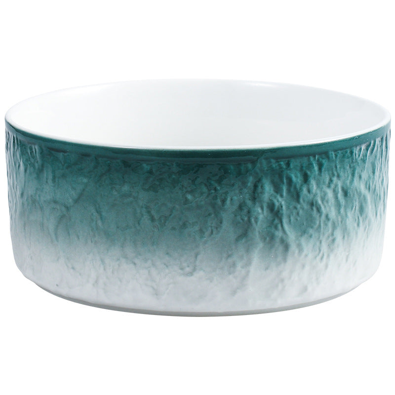 Japanese gradient ceramic rice bowl net red household salad bowl large capacity soup bowl simple bowl and tableware set
