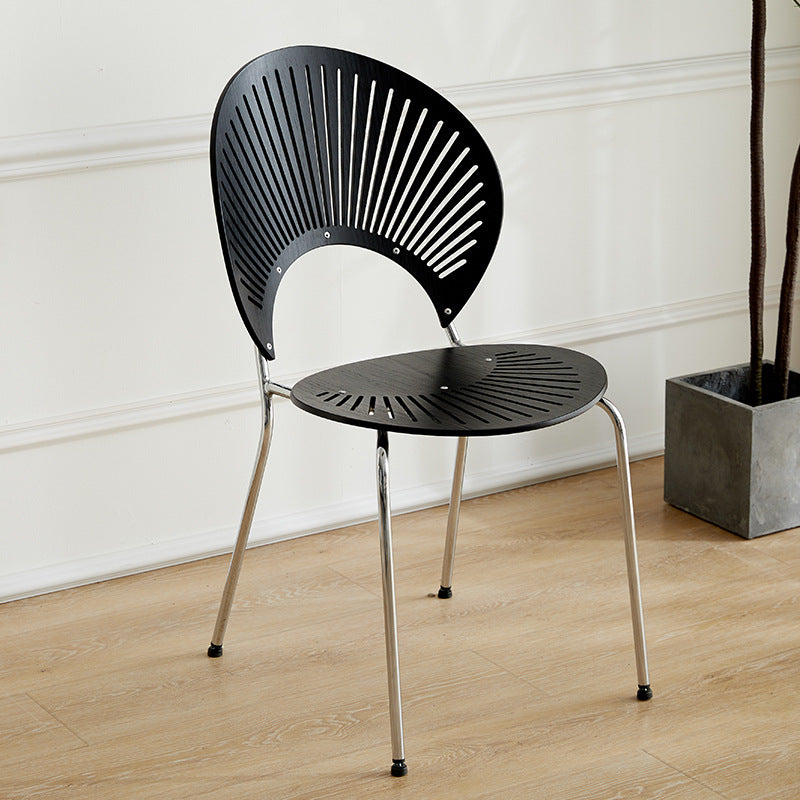 Nordic Dining Chair Solid Wood Household Coffee Chair Backrest Retro Dining Chair Simple Negotiation Casual Seashell Chair Wholesale