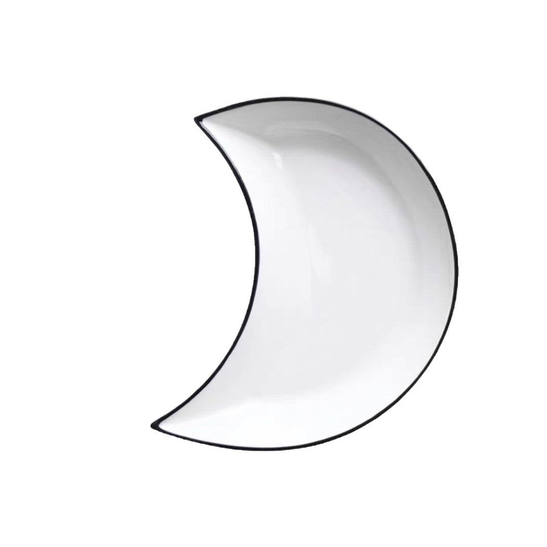 Plate combination tableware moon platter household ceramic plate creative simple vegetable plate seafood plate cross-border supply supermarket