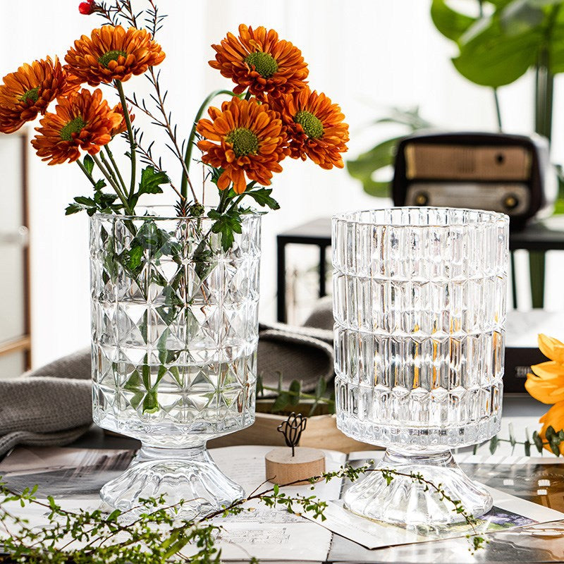 Creative tall transparent vase European vertical bar glass thickened crystal home decoration table ornament glass tube