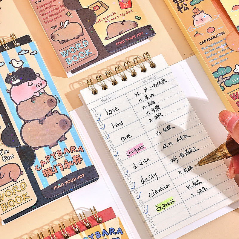 Capibala's high-value English word book can cover the memory book, pocket pocket, small coil notepad