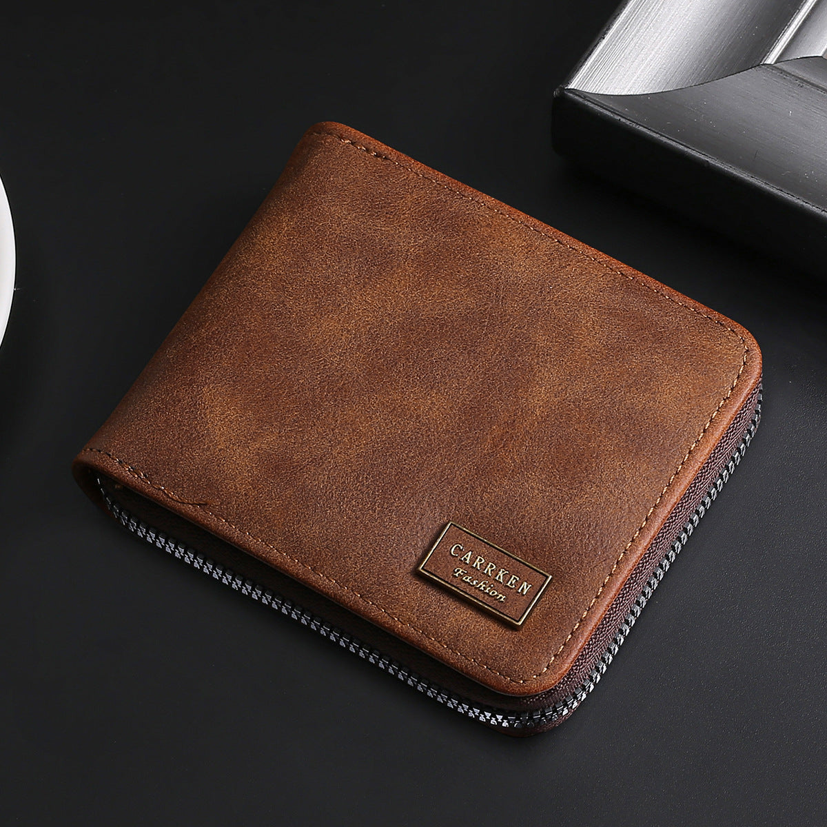 New Men's Business Fashion Multifunctional Zipper Short Wallet Large Capacity Multi Card Wallet Change Wholesale