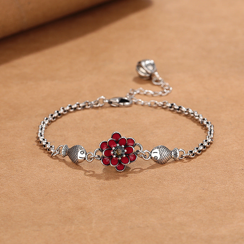 Niche design: water lily bracelet anklet, women's personality, fashionable, simple, handmade, literary fan, niche gifts