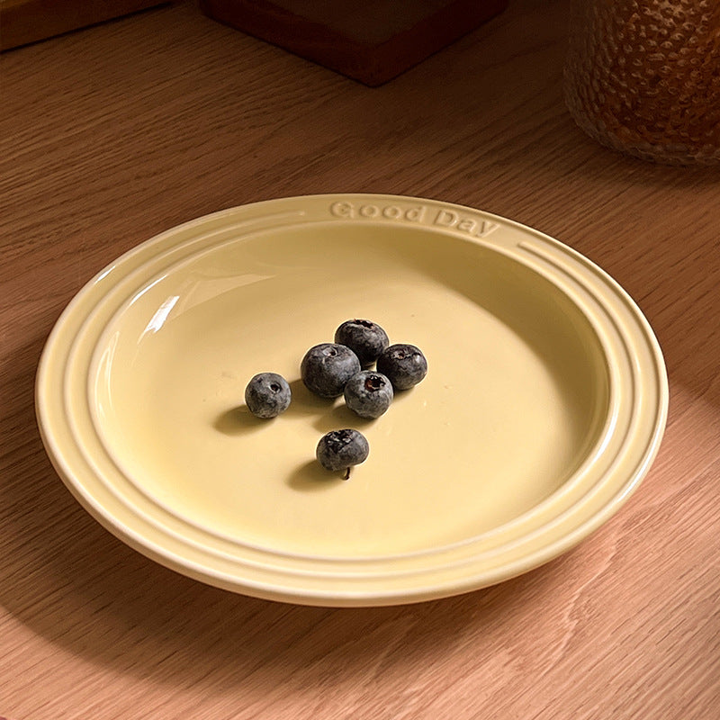 ins style relief letter plate creamy style milk Western food pasta steak dessert cake plate has good texture and appearance