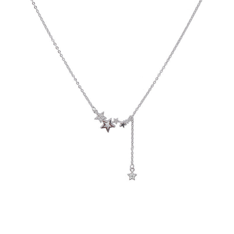 Star zircon tassel necklace female summer light luxury niche all-match net celebrity accessories Korean gentle temperament collarbone chain