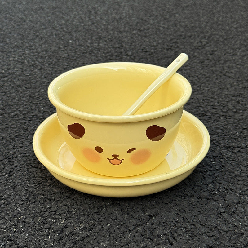High-value piggy bowl and plate set for home 2024 new one-person ceramic tableware set for couples bowl and plate combination