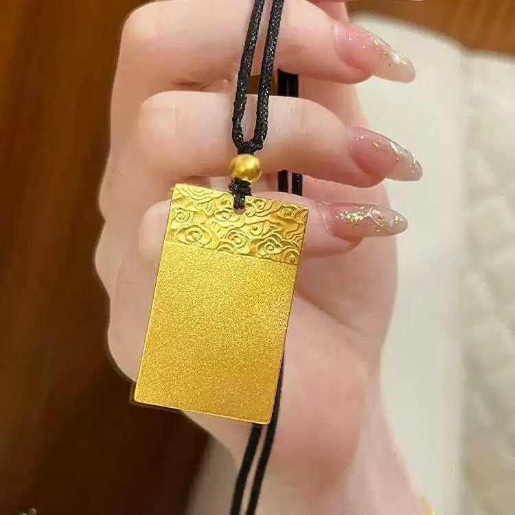 Sha Jin Men's and Women's Ping An Xiangyun Wushi Brand Pendant New Chinese Men's and Women's Sweater Chain Wushi Brand Necklace Pendant