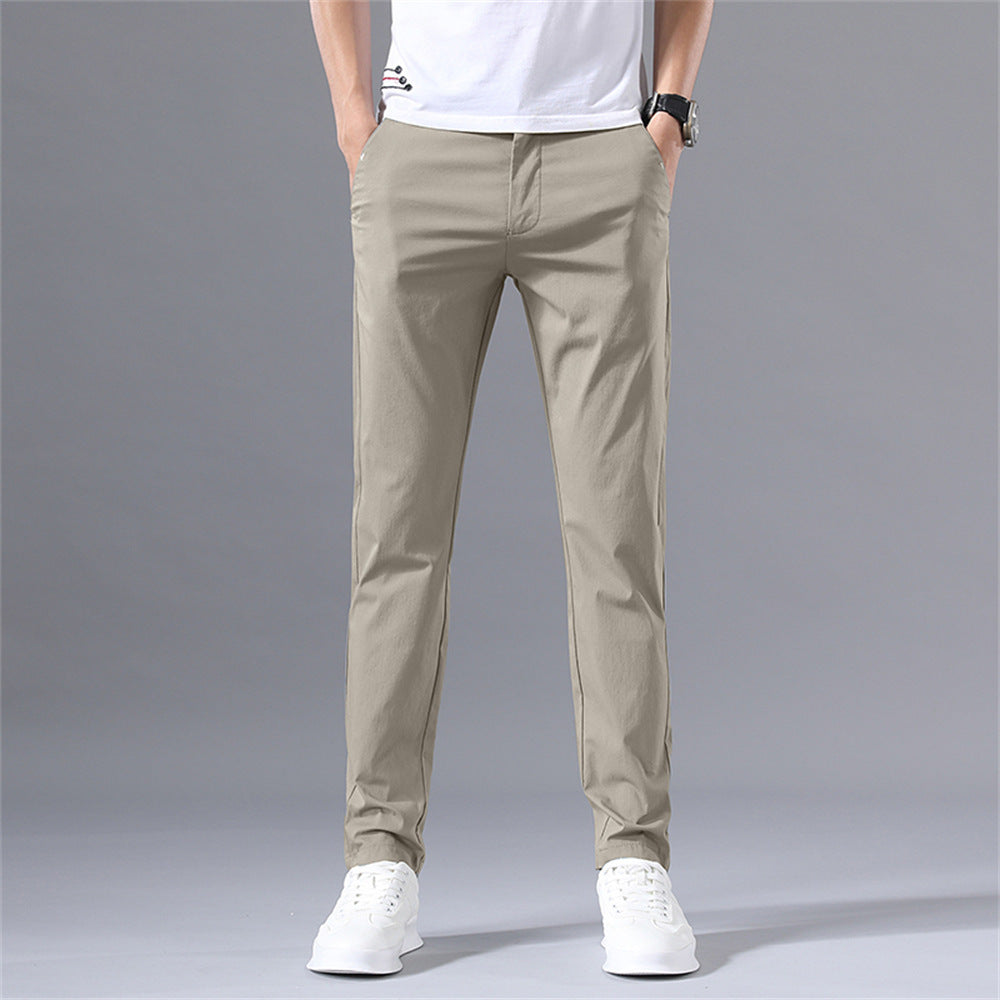 Ice silk casual trousers, men's summer thin trousers, sun protection, quick-drying straight, stretch cargo pants, abrasion resistant work pants