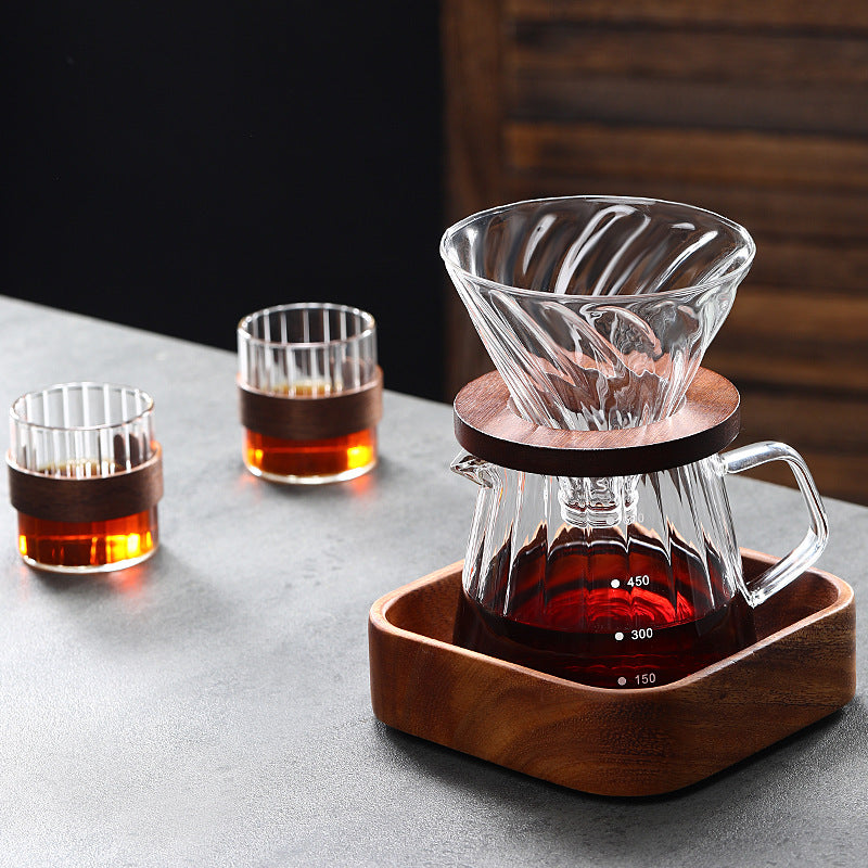 Simple coffee set, home coffee pot, pour-over pot, hand crank grinding machine, holiday gift box, striped coffee pot