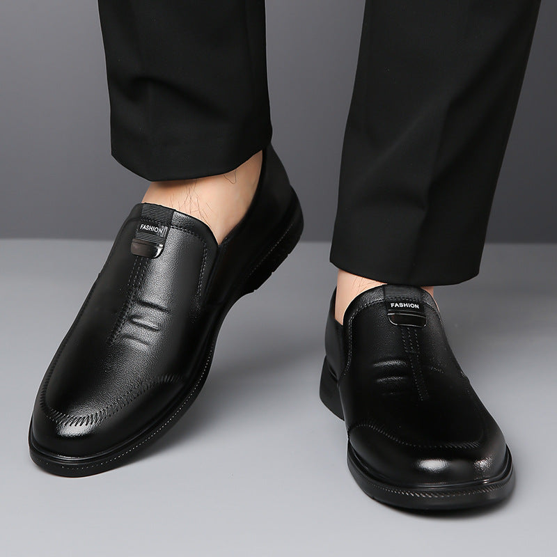 Leather shoes men's leather shoes men's slip-on spring new business casual men's shoes non-slip soft-soled dad shoes