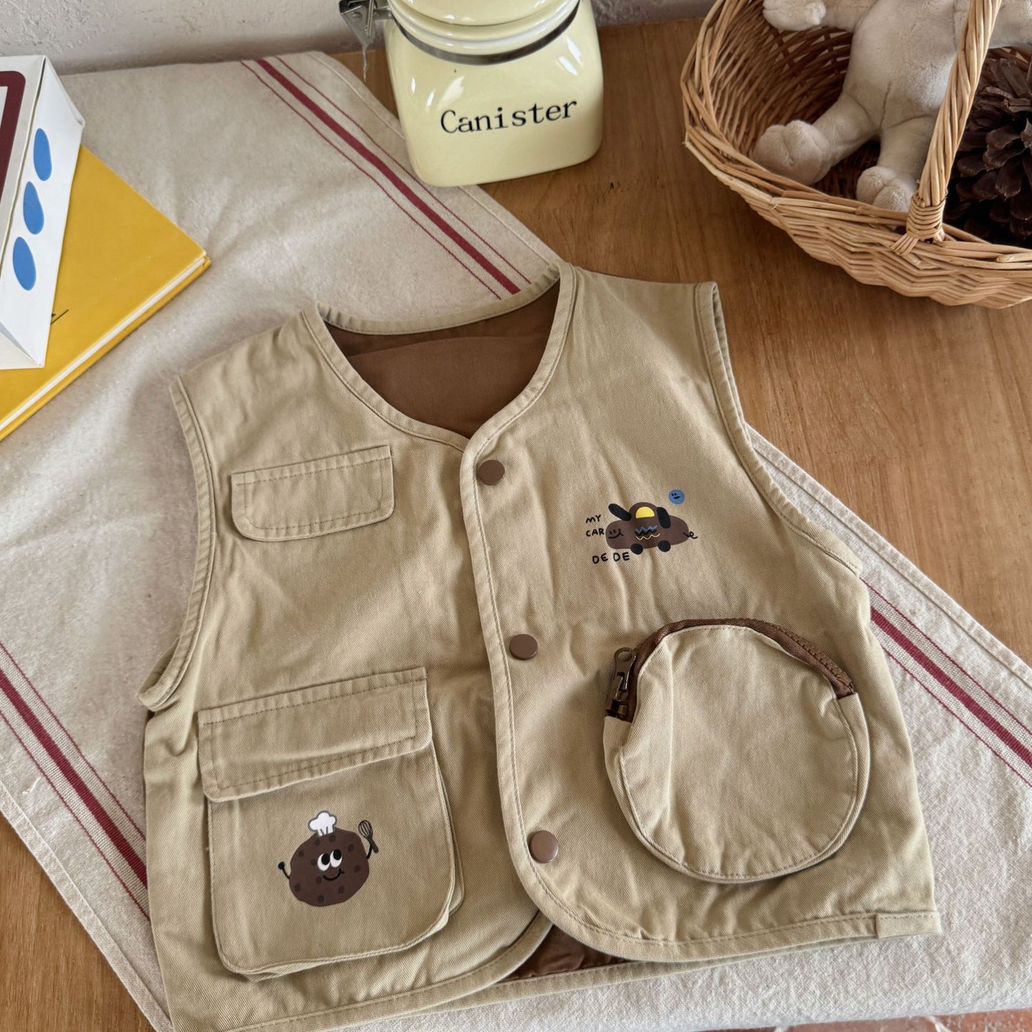 2024 children's clothing autumn new children's Korean version washed vest boys and girls baby autumn shoulder vests