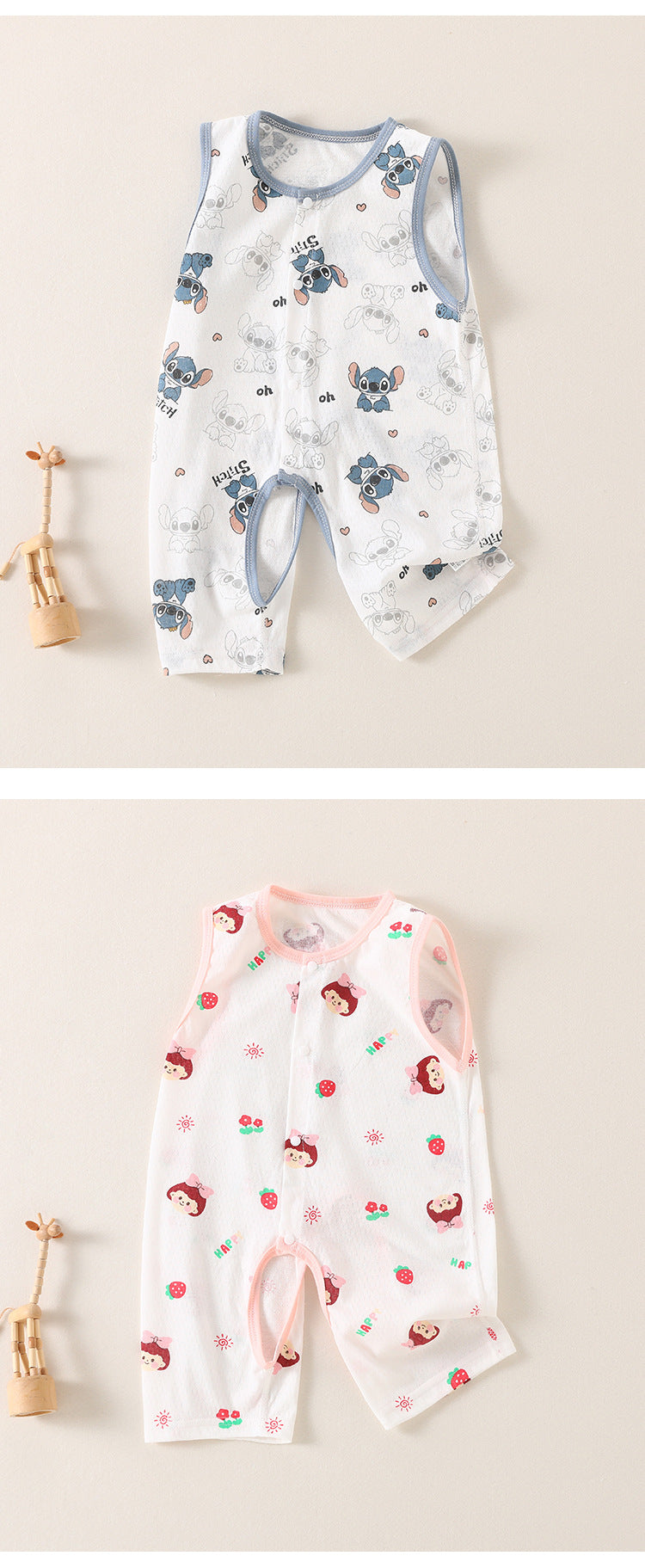 Baby one-piece clothes, cotton mesh, summer style, thin newborn camisole, Ha coat, crawl clothes, sleeveless baby
