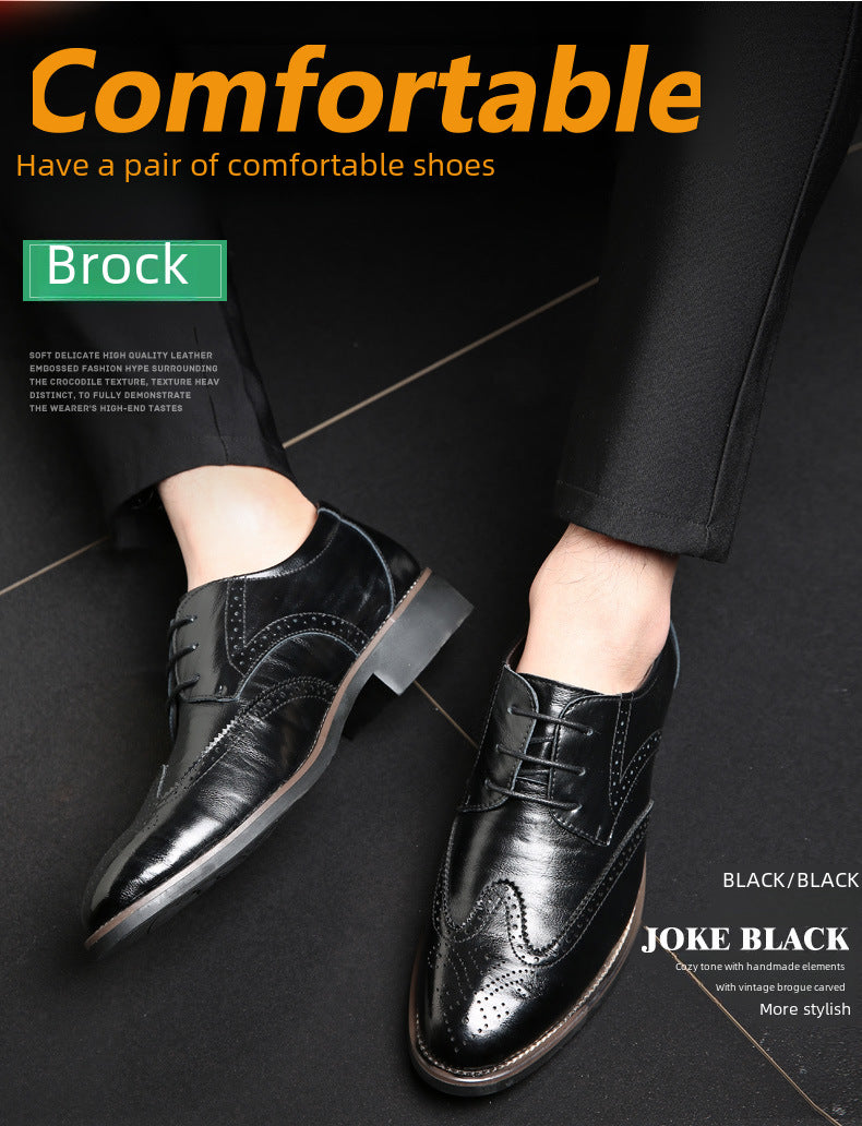 2020 new men's shoes brogue large size tide shoes business casual men's leather shoes cross-border 38-48 yards