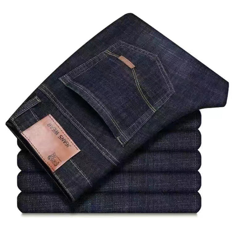 Summer new stretch jeans men's straight loose casual plus size business mens work wearable long pants