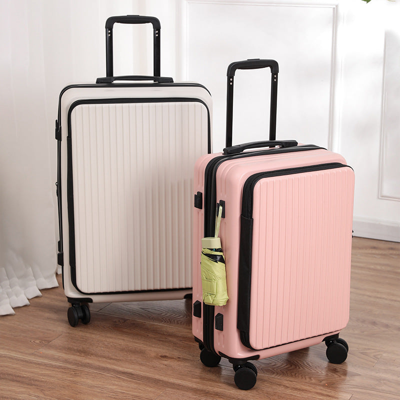 Front opening suitcase, men's trolley suitcase, women's 26 multifunctional suitcase, 20-inch cabin suitcase, lockbox, leather suitcase