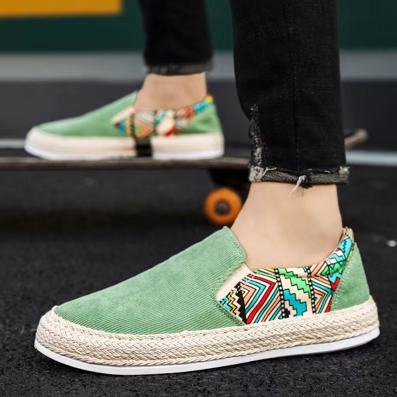 Ice silk shoes men's summer breathable thin canvas casual sneakers slip-on men's soft bottom non-slip all-match big toe shoes