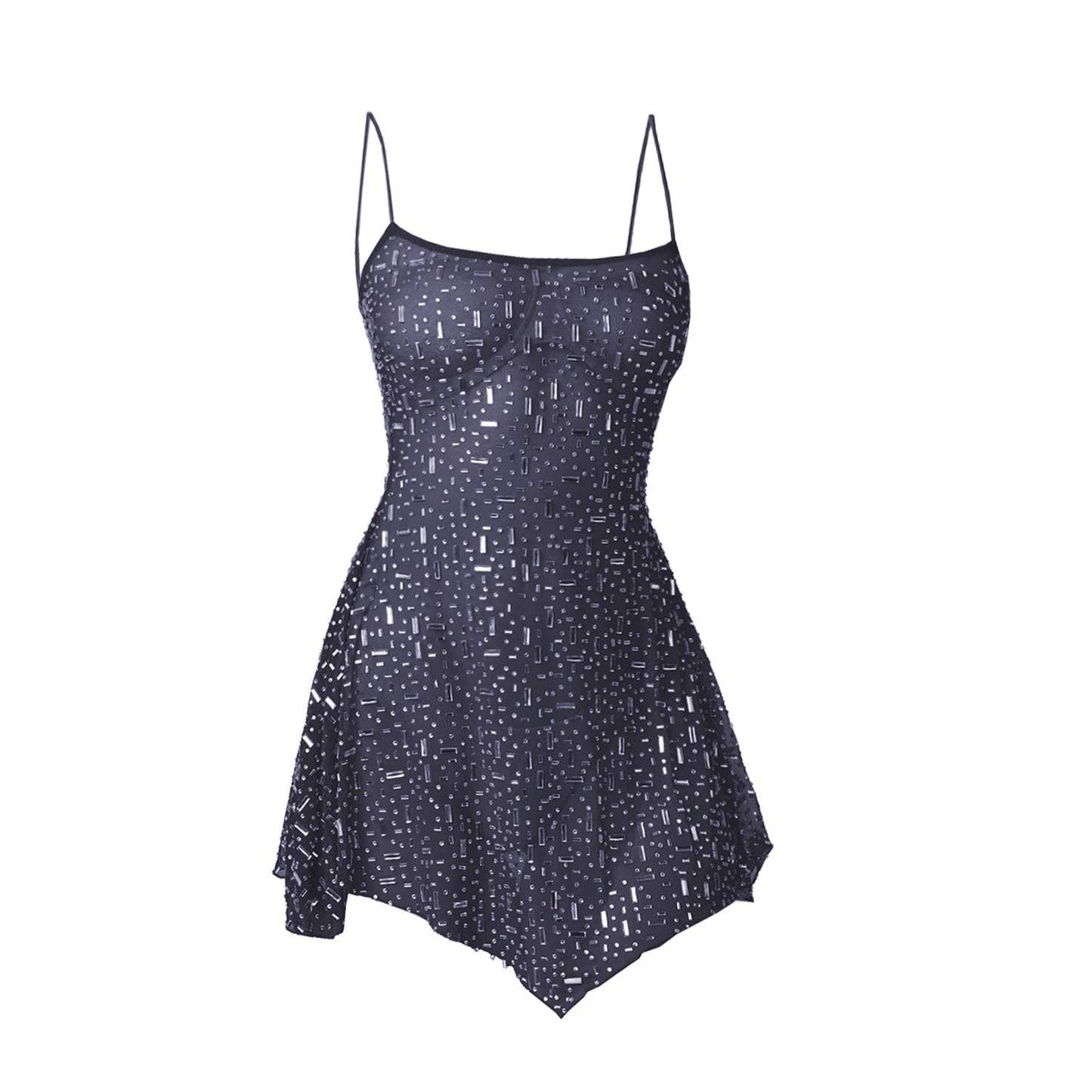 2025 cross-border hot women's clothing Amazon AliExpress independent station party hot diamond semi-sheer slip short dress