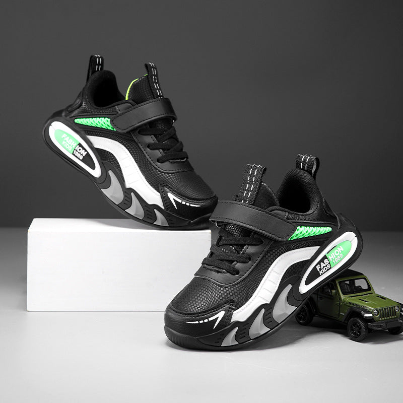 Boys shoes children's sneakers 2024 autumn and winter new leather waterproof soft sole boys running shoes warm wholesale