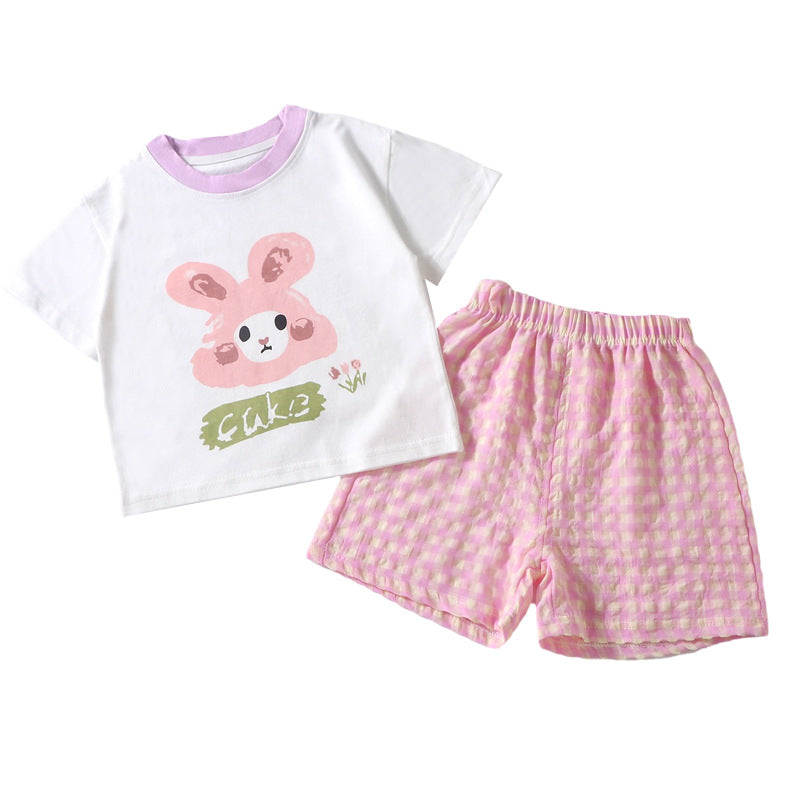 Summer Kids Short Sleeve Shorts Set Baby Toddler Cotton T-Shirt Male & Female Baby Thin Children's Clothing Two-Piece Set Wholesale
