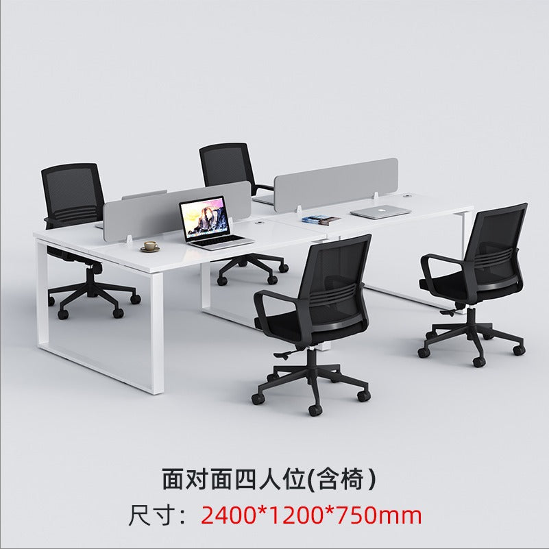 Staff desks: simple modern office furniture, computer desks, staff desks, chairs, double tables, combination steel frame tables