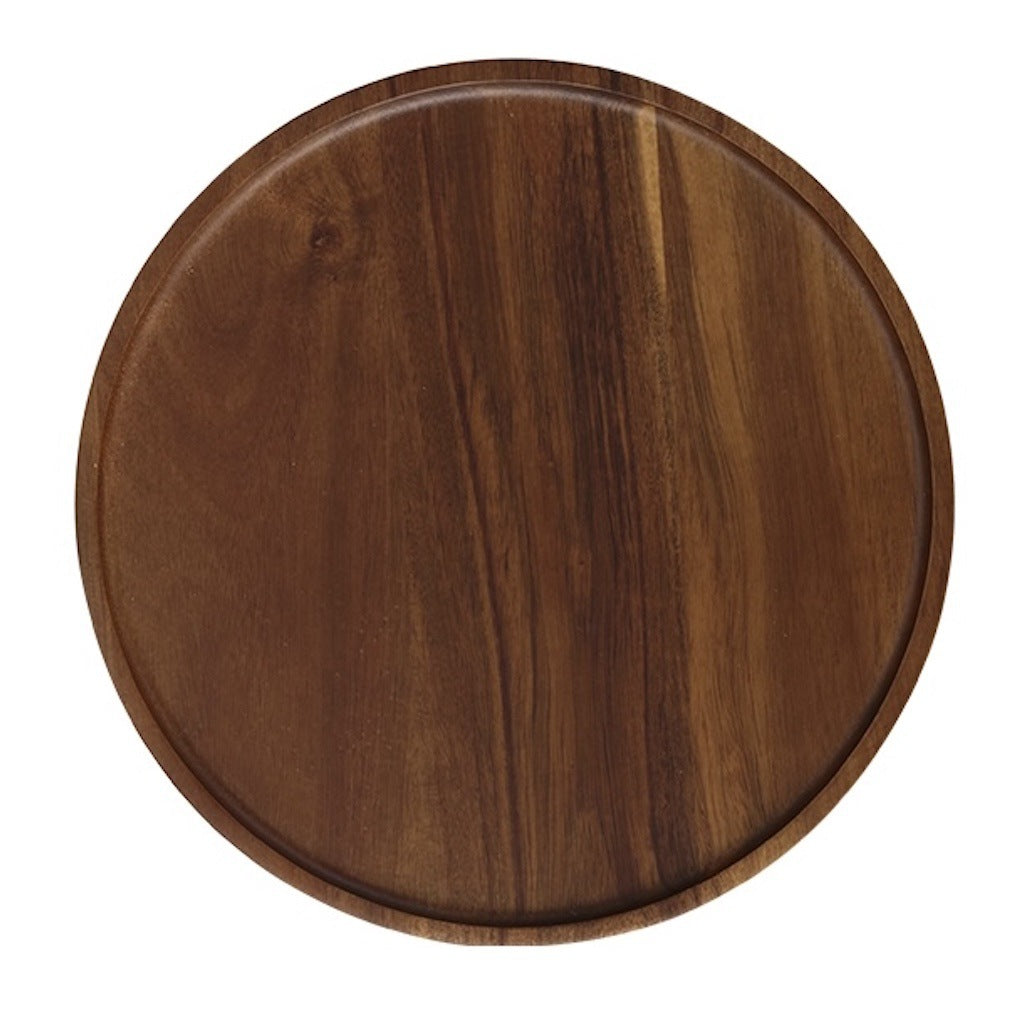 Cross border Japanese wooden large round plate oversized tray waterproof retro tea tray 40cm outdoor camping table plate