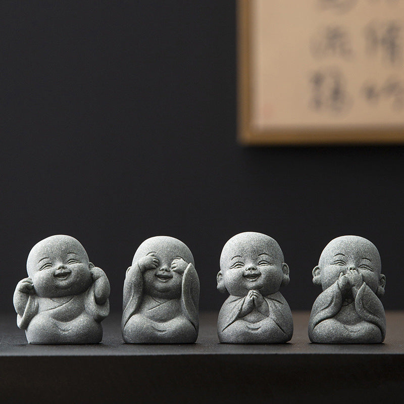 Creative four: not small, monk home furnishings, tabletop tea pet decorations, micro-landscape landscaping handicrafts, gifts, gifts