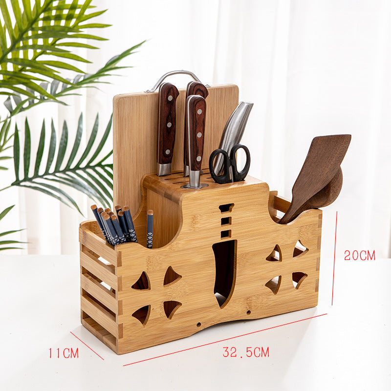 Bamboo knife holders, knife holders, household knife boxes, knife holders, storage racks, kitchen knife racks, kitchen supplies, ventilation, mildew and mildew insert knife holders