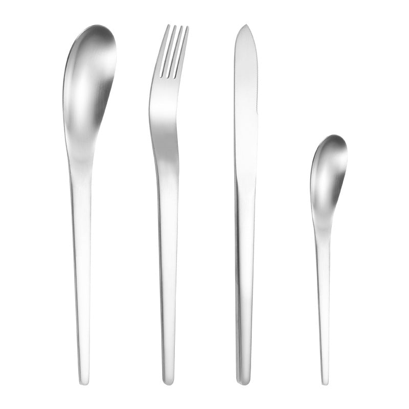 Cross-border 304 stainless steel cutlery set Sanded western food knife, fork and spoon 4-piece set of gold-plated steak cutlery set
