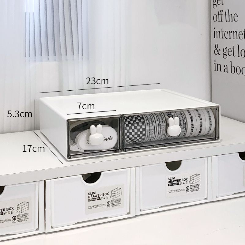 Simple and fashionable stationery storage box, desktop student, multi-compartment drawer, pen holder cabinet, office tape, hair accessories, sundries