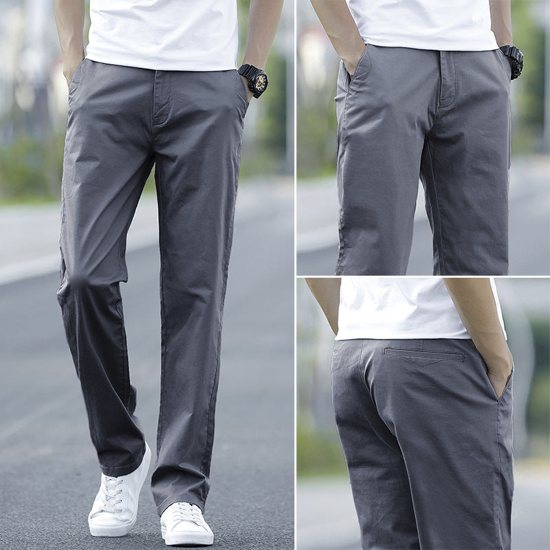 Cotton slacks men's 2025 new straight leg loose pants summer versatile business men's plus size trousers thin