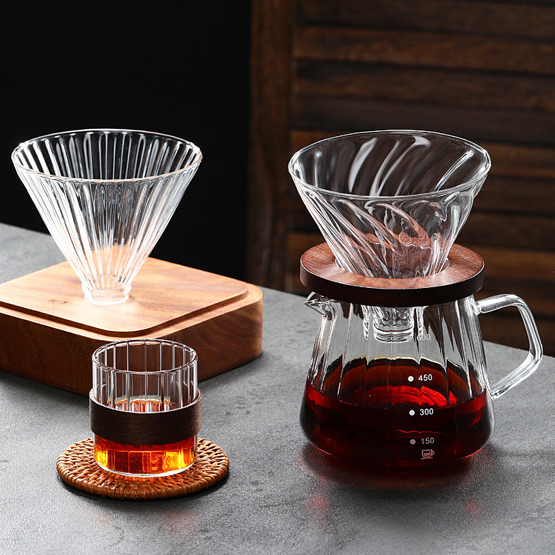 Simple coffee set, home coffee pot, pour-over pot, hand crank grinding machine, holiday gift box, striped coffee pot