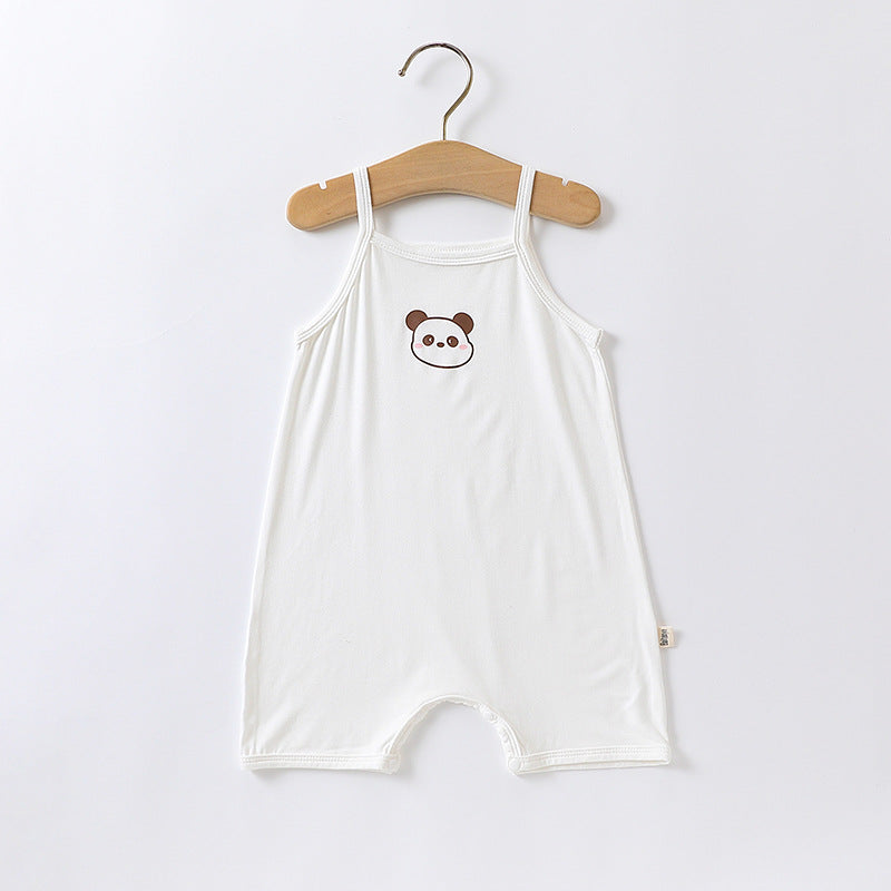 Baby suspender coveralls, sleeveless vests, bears, hayi, modal ice, silk, summer crawling clothes for boys and girls