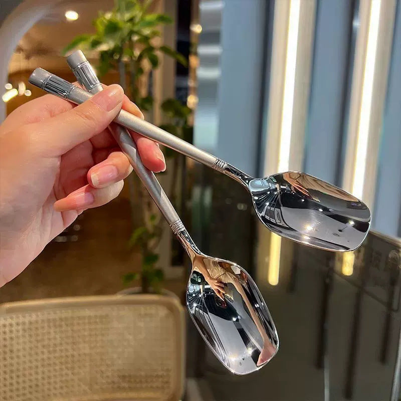 High-value stainless steel spoon household student children's eating spoon thickened long handle adult soup spoon coffee spoon