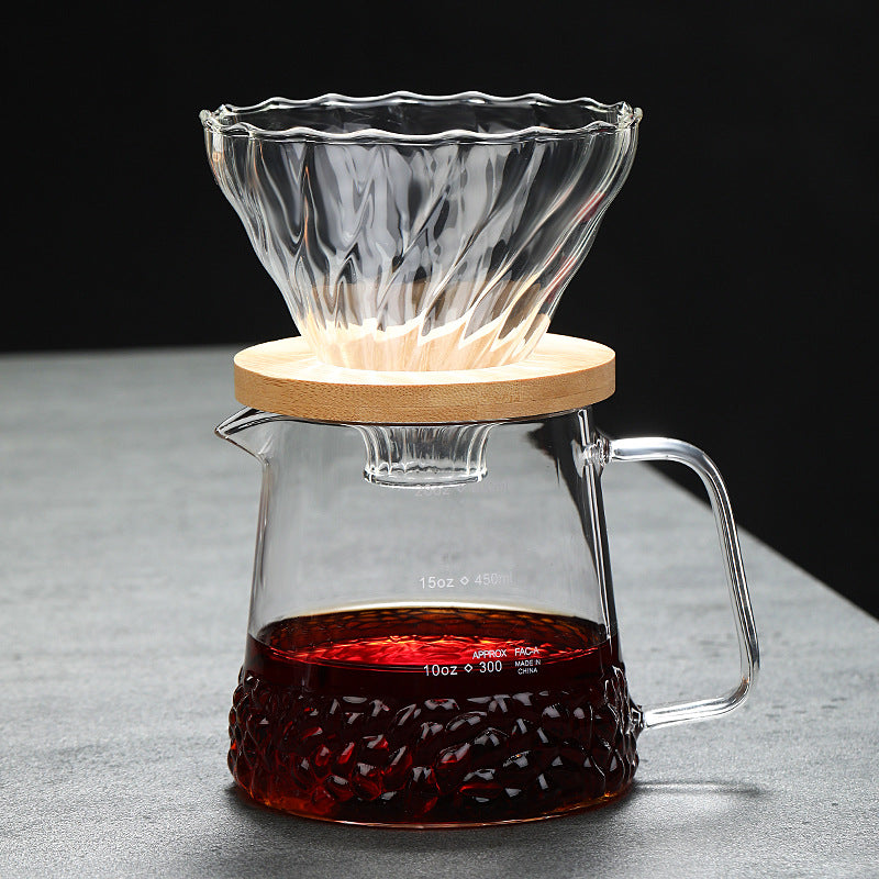 Coffee pot filter cup drip pot filter glass sharing pot with graduated set filter cup with holder, coffee pot