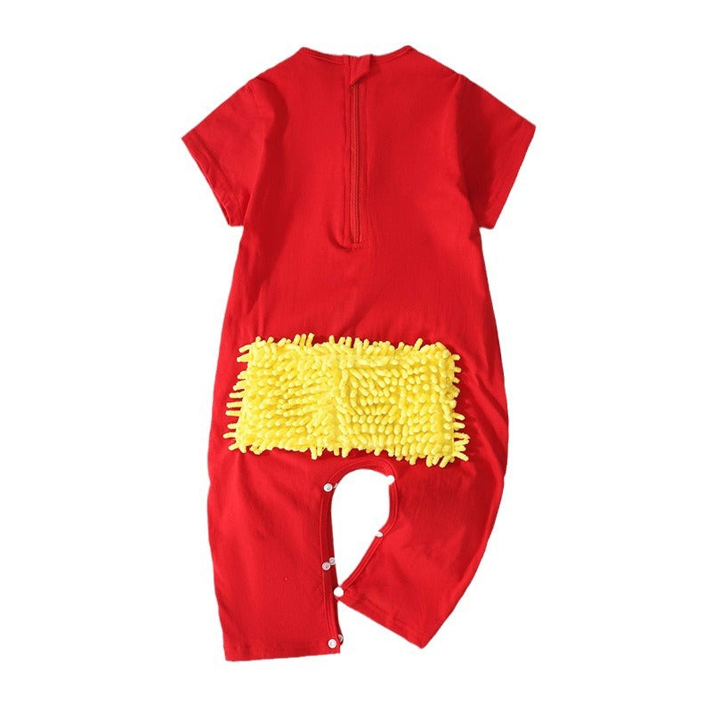 Spring and Autumn baby onesies, baby mop man crawling clothes, baby mopping and crawling clothes, wipe the floor, anti-dirty one-piece