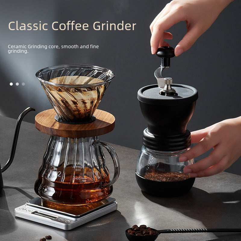 Hand-made coffee pot set, household grinding bean combination, sharing pot, filter cup method, press pot, Moka pot, coffee maker