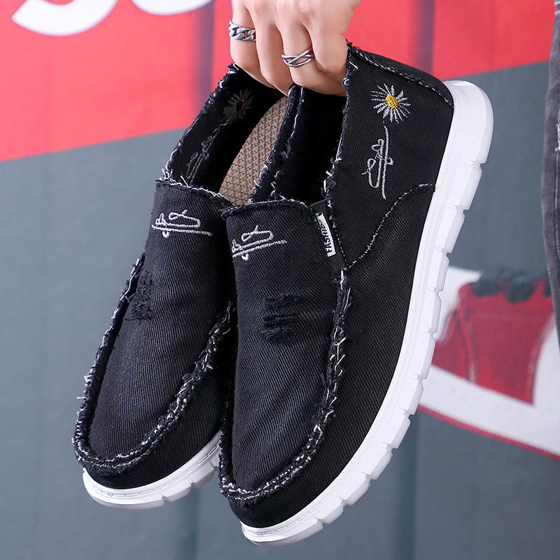 Summer new fashion beggar's canvas shoes men's breathable casual old Beijing cloth shoes lazy one foot work shoes
