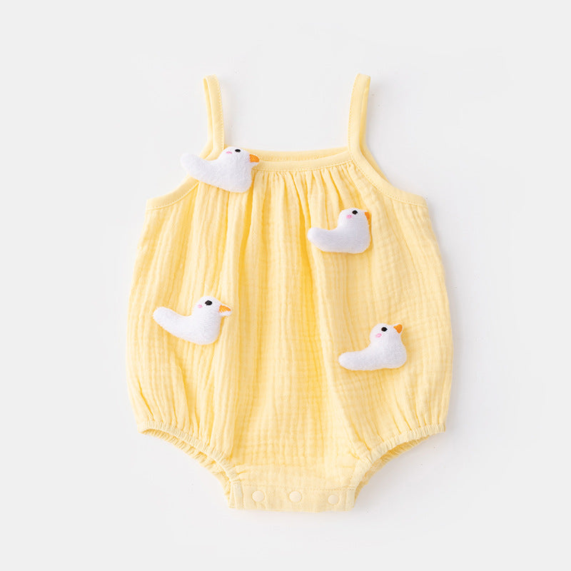 2025 summer new crawling clothes baby small sling thin onesie 5215 newborn baby girl mushroom wrap fart suit