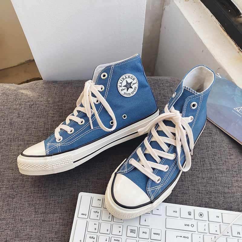 Canvas shoes men's high-top shoes men's classic casual sneakers 2024 new summer trend versatile cloth shoes black
