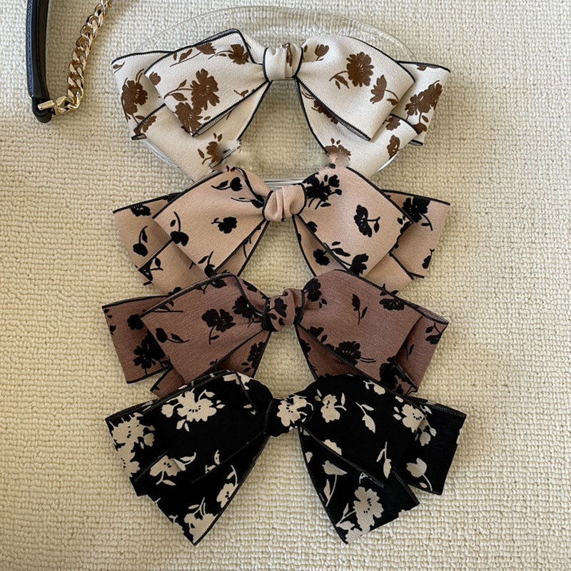French temperament, floral bow, hairpin, female back of the head, half-tie low ponytail, spring clip, Maillard style accessories