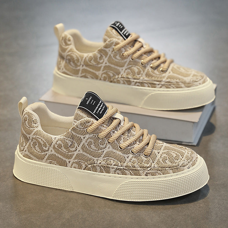 Canvas Shoes Men's Low Top Summer 2025 New Niche Low Top Print Sneakers Men's Platform Athleisure Trendy Shoes