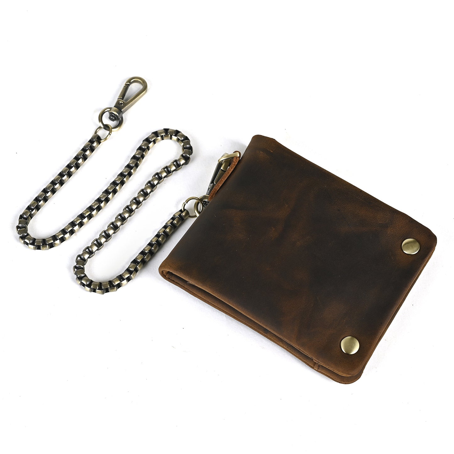 Top layer Crazy Horse leather cowhide foreign trade hot sale men's retro practical hand latte chain short wallet wallet 1003