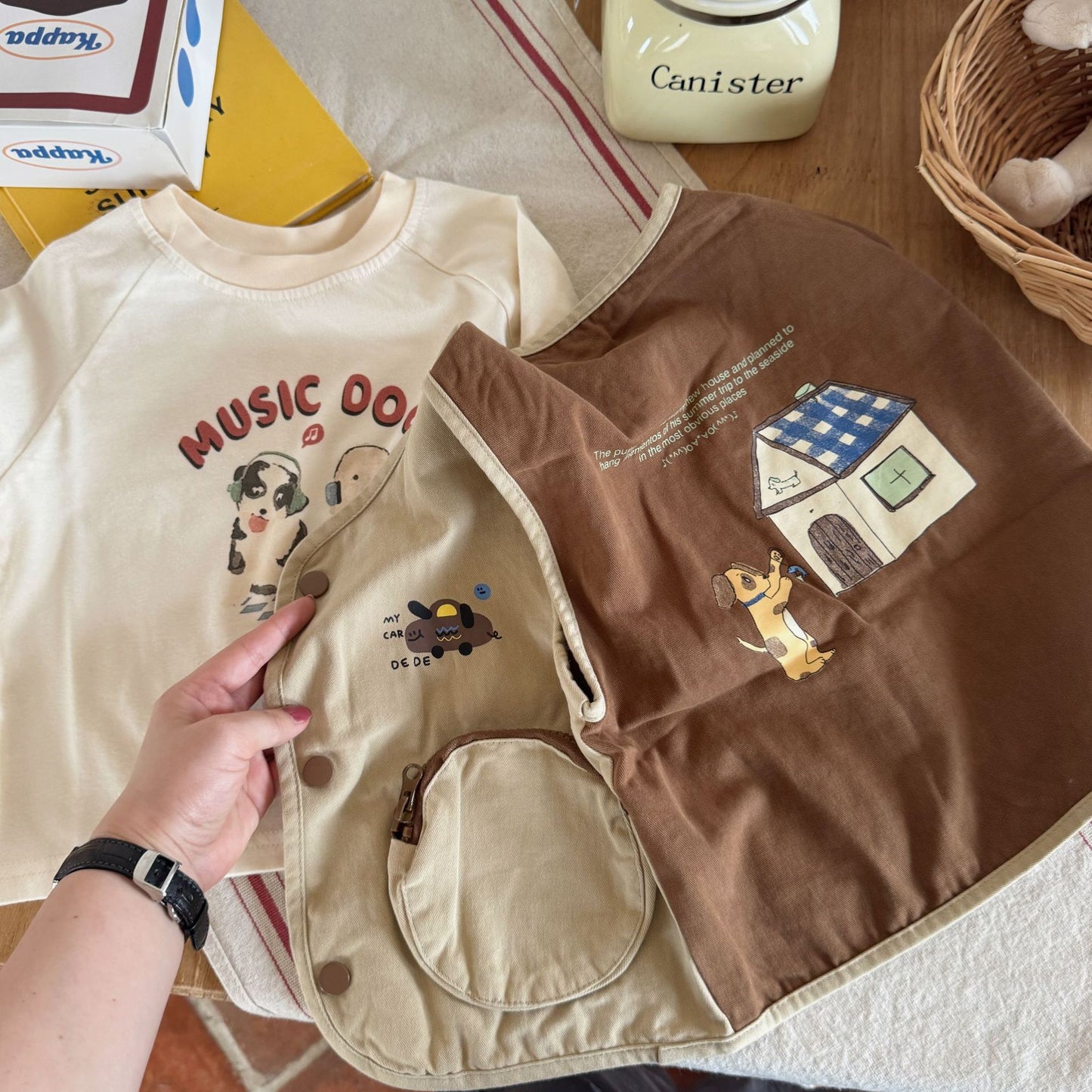 2024 children's clothing autumn new children's Korean version washed vest boys and girls baby autumn shoulder vests