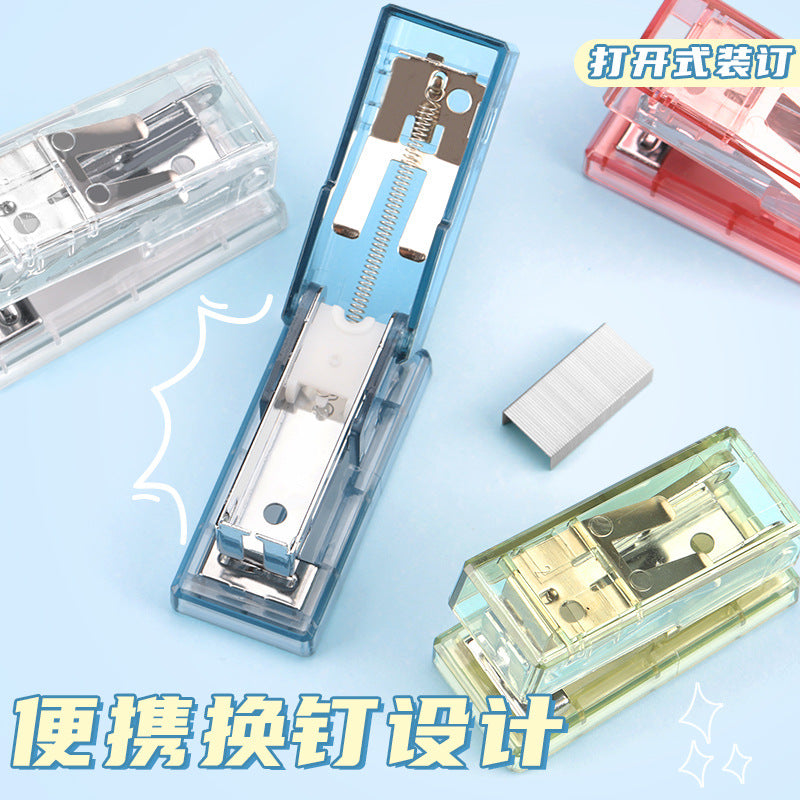 Transparent mini stapler thick children's small labor-saving primary school students convenient small stapler small household type