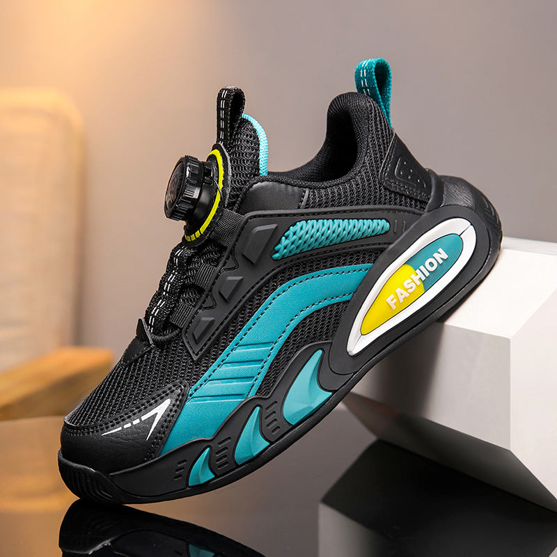 2024 Medium and large children's breathable soft-soled sneakers, mesh casual children's shoes, cut-out summer boys, primary school running shoes
