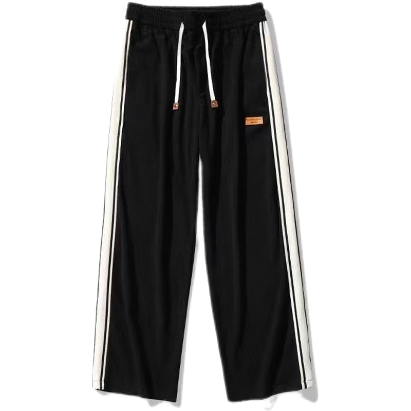 Corduroy pants men's spring autumn teenager loose straight wide-leg pants trend boys athleisure trousers men