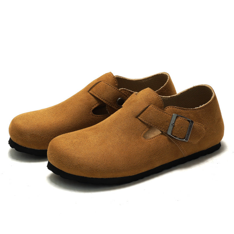 RUIZUSTOCK Autumn and Winter Women's Cork Casual Shoes Men's Unisex Scalp Shoes Single Shoes Scrub