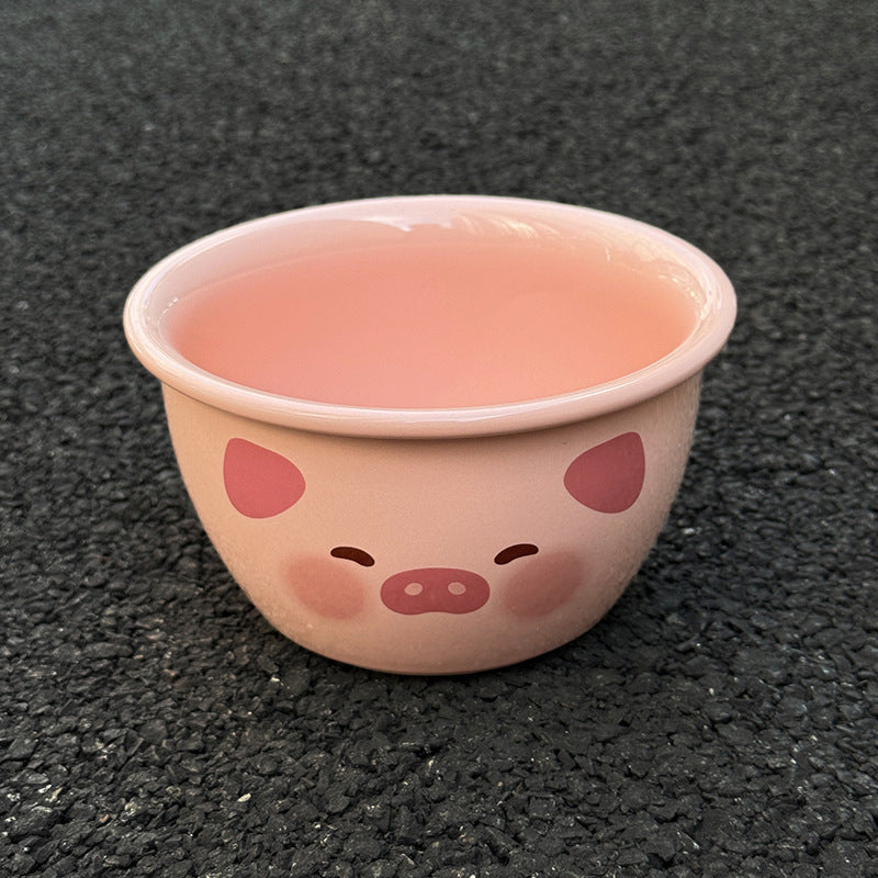 High-value piggy bowl and plate set for home 2024 new one-person ceramic tableware set for couples bowl and plate combination